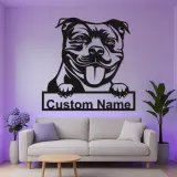 Insegna LED personalizzata con pitbull | Insegna in metallo con cane | Decorazione realistica con ritratto del pet | Regalo originale per amanti delle razze bully