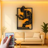 Panneau LED personnalisé de combattant de karaté | Décoration murale en métal des arts martiaux personnalisée | Décor de dojo et de gym pour passionnés