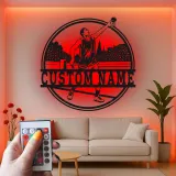 Custom Discus Thrower Led Light Metal Wall Art Athlete Gift for Sports Enthusiasts Game Room Decor