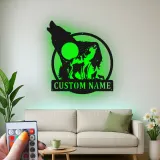 Custom Wolf Pack Led Light Metal Wall Art Personalized Nature Lover Gift Rustic Cabin Decor