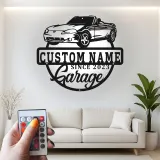 Décoration murale en métal personnalisée avec rétroéclairage LED pour voiture décapotable - Cadeau personnalisé pour les passionnés de voitures