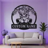 Décoration murale en métal LED Highland Cow | Plaque florale personnalisée pour déco maison de campagne | Cadeau avec prénom pour maman