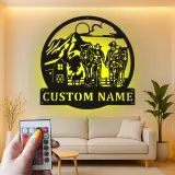 Insegna in metallo LED con scena di ranch personalizzata Regalo per fattoria Decorazione rustica per amanti della campagna