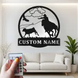 Personalisierte Cowboy-Rodeo-LED-Metall-Wandkunst – Western-Geschenk für Ihn, rustikale Ranch-Deko
