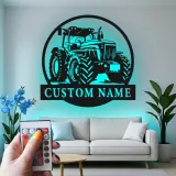 Insegna in metallo LED personalizzata a forma di trattore - Regalo per agricoltori, decorazione rustica per fattoria 1