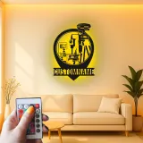 Panneau géomètre-topographe personnalisé | Décoration murale en métal LED | Décor de bureau pour ingénieur civil | Cadeau de topographie avec nom