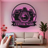 Insegna in metallo LED Camera personalizzata regalo per fotografi decorazione per studio per amanti della fotografia