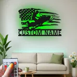 Art Mural Métallique Personnalisé Motoneige | Plaque LED Drapeau Américain Personnalisée | Décor Man Cave & Garage | Cadeau pour Passionné de Motoneige