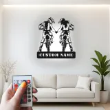 Insegna in metallo personalizzata coppia di motociclisti con luce LED regalo unico per motociclisti, decorazione per garage o man cave
