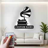 Décoration murale en métal LED personnalisée pour les amoureux de la musique - Gramophone