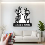 Custom Motocross Couple Led Light Metal Wall Art Personalized Gift for Bikers Garage or Man Cave Decor 1