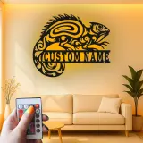Décoration murale en métal personnalisée avec lézard et rétroéclairage pour les amoureux des reptiles