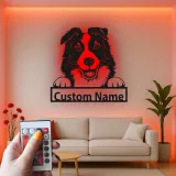 Décoration murale en métal LED personnalisée Border Collie pour les mamans chiens