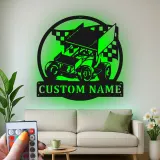 Custom Sprint Car Metal Sign | Personalized LED Race Car Wall Art | Gift for Racer Garage or Man Cave Decor