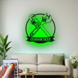 Insegna in metallo LED personalizzata chiave e chiave a tubo regalo per meccanici decorazione garage o laboratorio