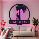 Cartel de metal LED de escalador de árboles regalo personalizado para arboristas decoración de entusiastas del aire libre
