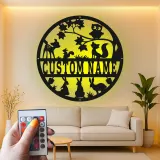 Décoration murale en métal personnalisée avec animaux des bois en rétroéclairage - Cadeau de nursery pour enfants