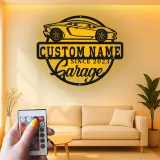 Personalized Supercar Metal Sign | Custom LED Garage Wall Art | Car Enthusiast Gift | Modern Man Cave Decor