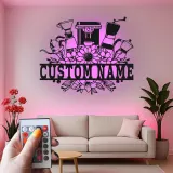 Insegna in metallo personalizzata con luce LED per macchina da caffè, regalo per amanti del caffè, decorazione per cucina e caffè