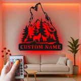 Custom Howling Wolf Led Light Metal Wall Art Personalized Gift for Nature Lovers Cabin Decor