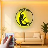 Insegna in metallo personalizzata con luce LED a forma di sirena regalo per amanti dell'oceano decorazione per camera da letto o nursery