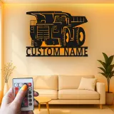 Cartel de metal LED de camión volquete personalizado, regalo para entusiastas de la construcción, decoración de garaje u oficina