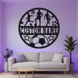 Panneau de Football Personnalisé avec LED | Décoration Murale en Métal Personnalisée | Décor de Chambre d'Enfants & Cadeau pour Athlète Adolescent