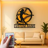 Softball Player Custom Name Sign | LED Metal Wall Art for Athlete's Room | Personalized Sports Decor Gift