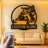 Insegna in metallo personalizzata per motoslitta | Arte murale LED personalizzata | Regalo per appassionati di sport invernali e decorazione per garage