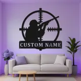 LED-Metallkunst mit Jägersilhouette | Personalisierte Schild für Zielfernrohre im Ferienhaus | Individuelles Geschenk für Jäger