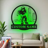 Cartel personalizado con nombre para patinador | Decoración mural LED de metal para patinaje en línea | Decoración personalizada para habitación juvenil | Regalo de patines con paisaje urbano
