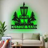 Cartel de metal LED personalizado para cesta de disc golf, regalo para jugadores de disc golf, decoración de deportes al aire libre
