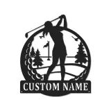 Personalisierte Golf-Schild mit LED-Beleuchtung | Metall-Wandkunst für das Spielzimmer | Golfer Geschenk für Ihn oder Sie