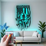 Insegna LED personalizzata per football | Insegna in metallo personalizzata | Decorazione sportiva con bandiera americana per man cave o camera teen
