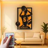 Insegna in metallo personalizzata con luce LED per giocatore di basket - Regalo sportivo per atleti e decorazione per sala giochi 2