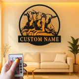 Cartel de metal de cabra personalizado con LED | Decoración mural farmhouse personalizada | Decoración rústica de granero y regalo para amantes de las cabras