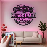 Individuelles LED-Schild für klassische Autos | Personalisierte Metall-Garagenkunst | Vintage-Dekor für Männerhöhlen | Geschenk für Auto-Enthusiasten