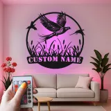 Art en métal de faisan personnalisé | Panneau LED de faune | Cadeau rustique pour chasseur et décoration de lodge