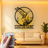 Décoration murale en métal personnalisée Oiseau en Vol avec rétroéclairage LED Cadeau pour amoureux de la nature Décor de chambre ou de salon