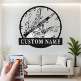Insegna in metallo personalizzata con luce LED per clarinetto - Regalo per musicisti, decorazione per stanze musicali