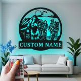 Insegna in metallo LED con scena di ranch personalizzata Regalo per fattoria Decorazione rustica per amanti della campagna