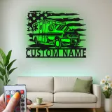 Décoration murale en métal personnalisée avec éclairage LED Ambulance - Cadeau personnalisé pour les EMTs et décoration de bureau des services d'urgence