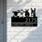 Custom Metal Goat Sheep Donkey rabbit farmhouse Metal Address Sign House number Hanging Address Plaque Yard Sign Outdoor decor