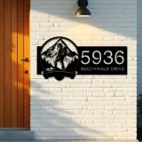 Custom Metal Mountain hiking Hiker camper Metal Address Sign, House number, Outdoor Number Signage, Yard Sign Address Plate