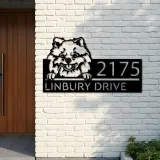 Custom Metal Pomeranian dog Cute puppy Metal Address Sign House number Hanging Address Plaque Yard Sign Outdoor decor