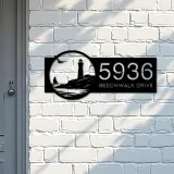 Custom Metal Lighthouse Metal Address Sign, House number, Outdoor Number Signage, Yard Sign Address Plate001
