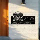 Custom Metal Shih Tzu dog US flag glasses Metal Address Sign House number Hanging Address Plaque Yard Sign Outdoor decor