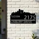 Custom Metal Tucson city skyline Metal Address Sign Hanging Address Plaque house number Yard Outdoor Sign