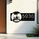 Custom Metal Dad son and daughter go fishing Metal Address Sign Custom House number Hanging Address Plaque Yard Sign Outdoor