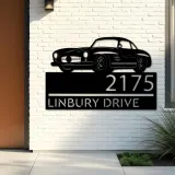 Custom Metal Classic car Metal Address Sign Custom House number Hanging Address Plaque Yard Sign Outdoor